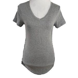 Isabel Maternity T Shirt Top XS Short Sleeve Ruched Sides Stretch Gray NWT